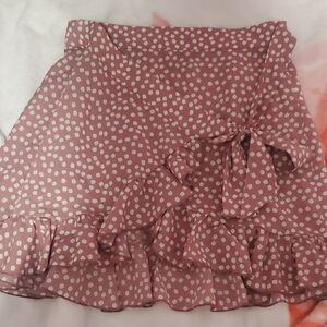 SHEIN Pink Ruffled Wrap Mini Skirt